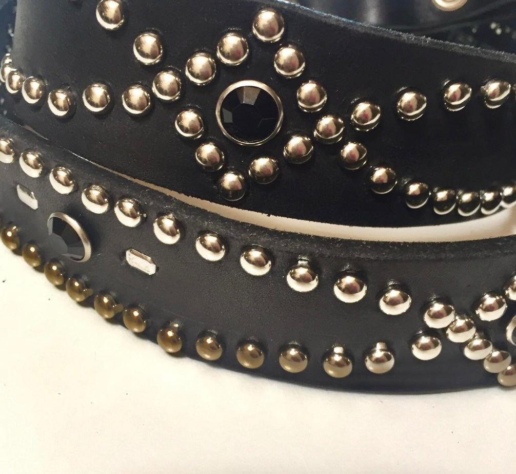 CROSSED studded and jeweled belt