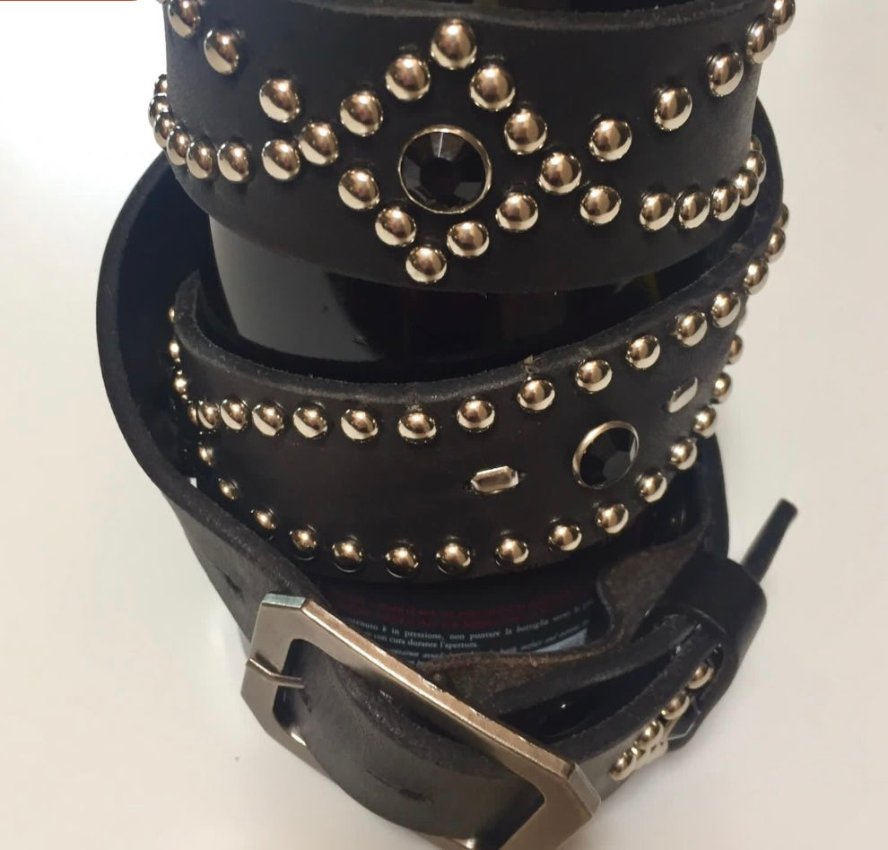 CROSSED studded and jeweled belt