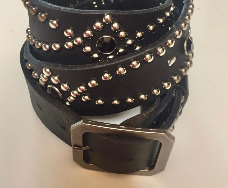 CROSSED studded and jeweled belt